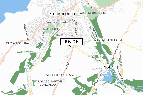 TR6 0FL map - small scale - OS Open Zoomstack (Ordnance Survey)