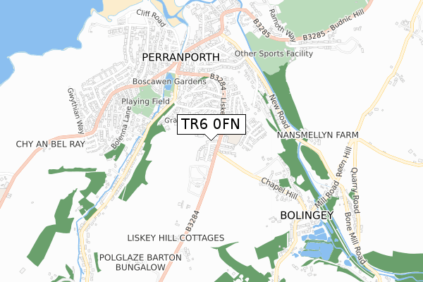 TR6 0FN map - small scale - OS Open Zoomstack (Ordnance Survey)