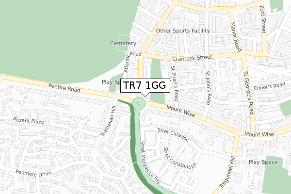 TR7 1GG map - large scale - OS Open Zoomstack (Ordnance Survey)