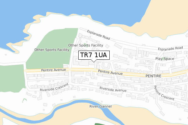 TR7 1UA map - large scale - OS Open Zoomstack (Ordnance Survey)