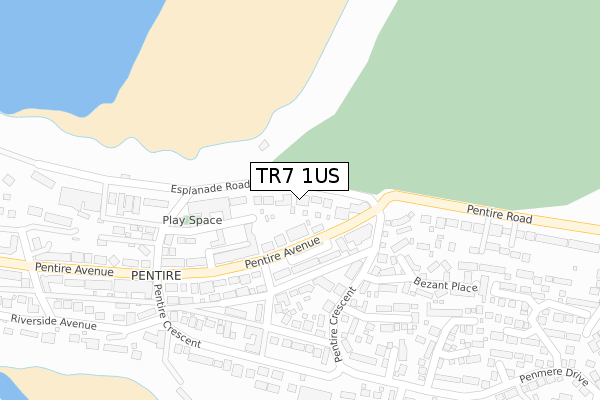 TR7 1US map - large scale - OS Open Zoomstack (Ordnance Survey)