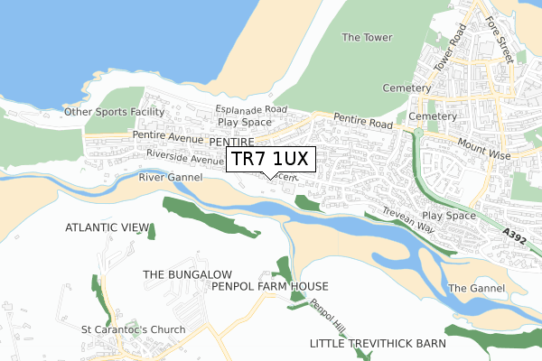 TR7 1UX map - small scale - OS Open Zoomstack (Ordnance Survey) TR7 1UX map - small scale - OS Open Zoomstack (Ordnance Survey)