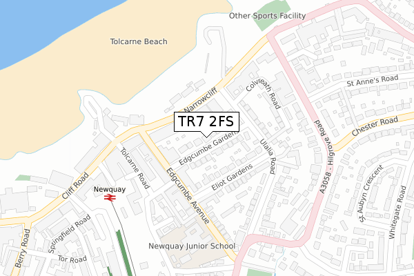 TR7 2FS map - large scale - OS Open Zoomstack (Ordnance Survey)