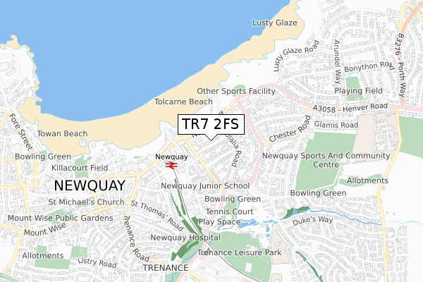 TR7 2FS map - small scale - OS Open Zoomstack (Ordnance Survey)
