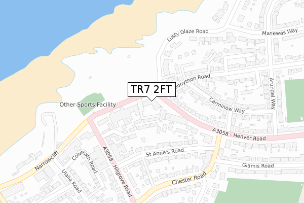 TR7 2FT map - large scale - OS Open Zoomstack (Ordnance Survey)
