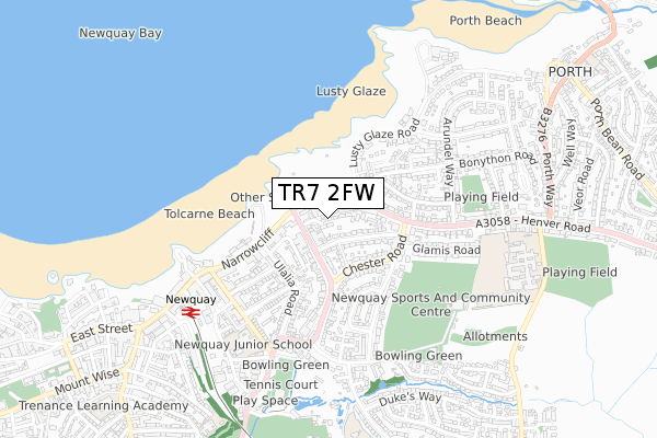 TR7 2FW map - small scale - OS Open Zoomstack (Ordnance Survey)