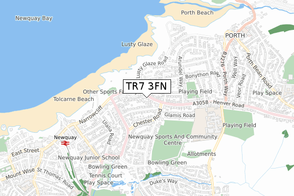 TR7 3FN map - small scale - OS Open Zoomstack (Ordnance Survey)