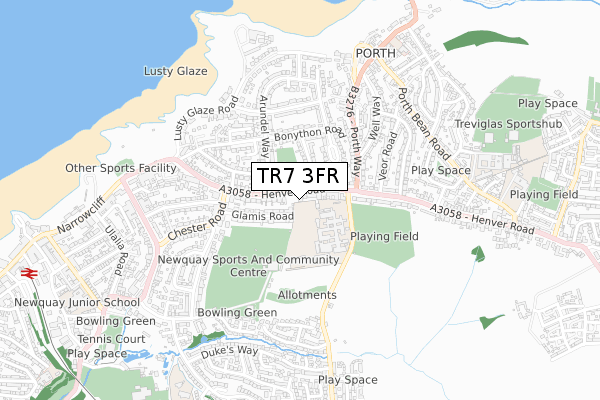TR7 3FR map - small scale - OS Open Zoomstack (Ordnance Survey)