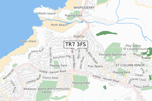 TR7 3FS map - small scale - OS Open Zoomstack (Ordnance Survey)