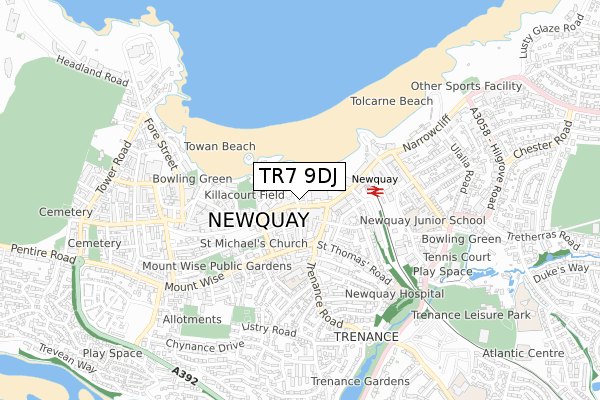 TR7 9DJ map - small scale - OS Open Zoomstack (Ordnance Survey) TR7 9DJ map - small scale - OS Open Zoomstack (Ordnance Survey)