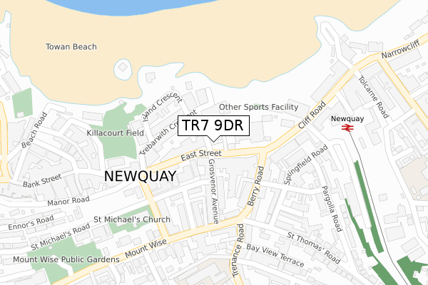 TR7 9DR map - large scale - OS Open Zoomstack (Ordnance Survey)