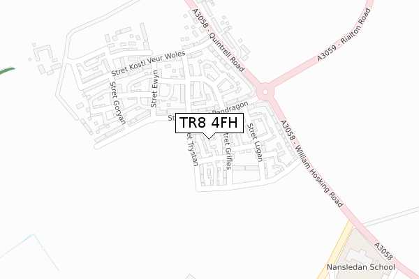 TR8 4FH map - large scale - OS Open Zoomstack (Ordnance Survey)