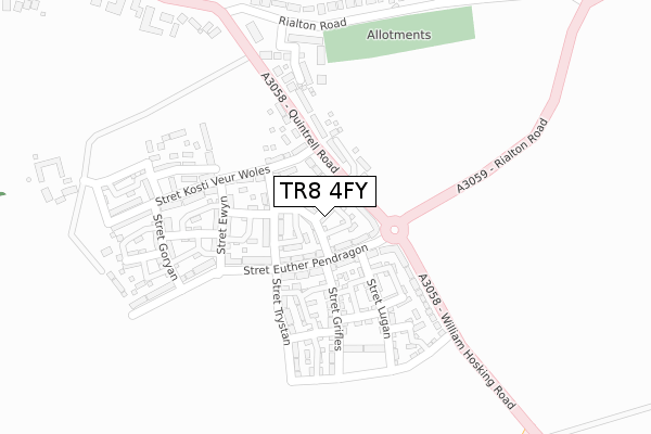 TR8 4FY map - large scale - OS Open Zoomstack (Ordnance Survey) TR8 4FY map - large scale - OS Open Zoomstack (Ordnance Survey)