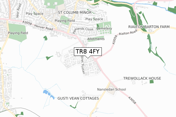 TR8 4FY map - small scale - OS Open Zoomstack (Ordnance Survey)