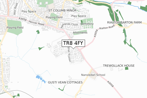 TR8 4FY map - small scale - OS Open Zoomstack (Ordnance Survey) TR8 4FY map - small scale - OS Open Zoomstack (Ordnance Survey)