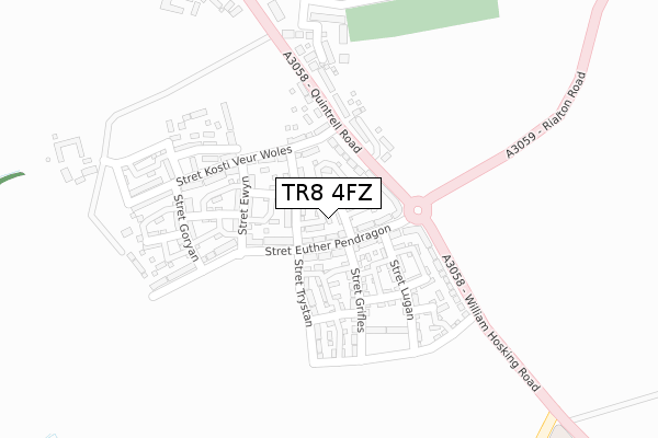 TR8 4FZ map - large scale - OS Open Zoomstack (Ordnance Survey)