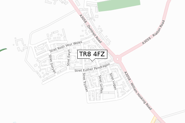 TR8 4FZ map - large scale - OS Open Zoomstack (Ordnance Survey) TR8 4FZ map - large scale - OS Open Zoomstack (Ordnance Survey)
