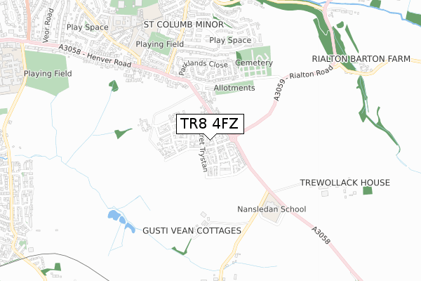 TR8 4FZ map - small scale - OS Open Zoomstack (Ordnance Survey)