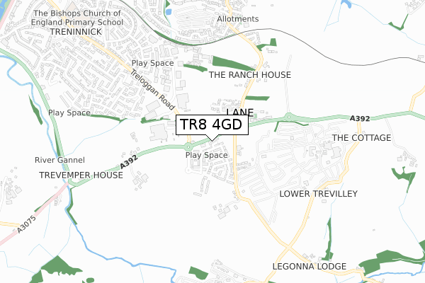 TR8 4GD map - small scale - OS Open Zoomstack (Ordnance Survey)