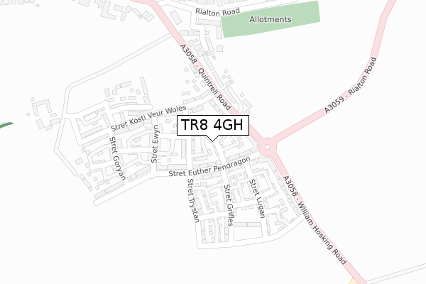 TR8 4GH map - large scale - OS Open Zoomstack (Ordnance Survey)