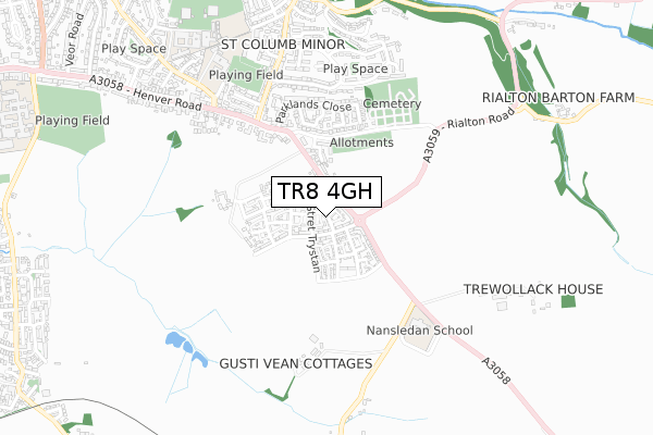 TR8 4GH map - small scale - OS Open Zoomstack (Ordnance Survey)