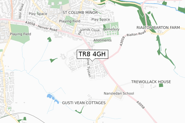 TR8 4GH map - small scale - OS Open Zoomstack (Ordnance Survey) TR8 4GH map - small scale - OS Open Zoomstack (Ordnance Survey)