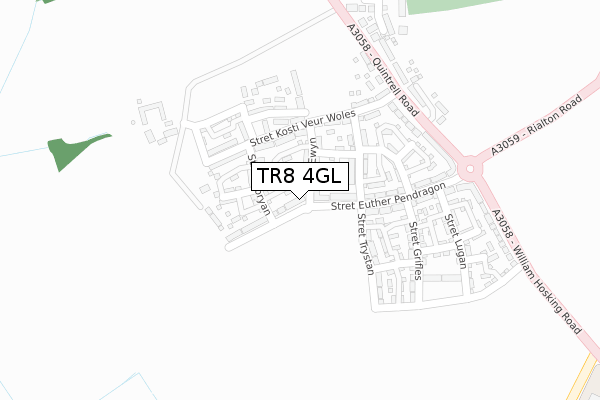 TR8 4GL map - large scale - OS Open Zoomstack (Ordnance Survey) TR8 4GL map - large scale - OS Open Zoomstack (Ordnance Survey)