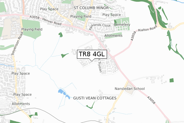TR8 4GL map - small scale - OS Open Zoomstack (Ordnance Survey) TR8 4GL map - small scale - OS Open Zoomstack (Ordnance Survey)