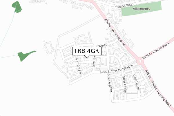 TR8 4GR map - large scale - OS Open Zoomstack (Ordnance Survey) TR8 4GR map - large scale - OS Open Zoomstack (Ordnance Survey)