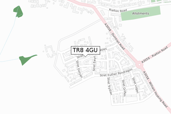 TR8 4GU map - large scale - OS Open Zoomstack (Ordnance Survey)