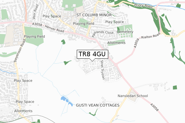 TR8 4GU map - small scale - OS Open Zoomstack (Ordnance Survey)