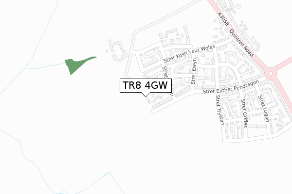 TR8 4GW map - large scale - OS Open Zoomstack (Ordnance Survey)