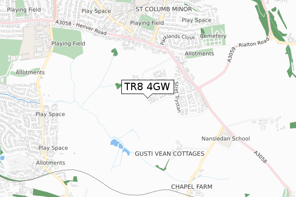 TR8 4GW map - small scale - OS Open Zoomstack (Ordnance Survey)