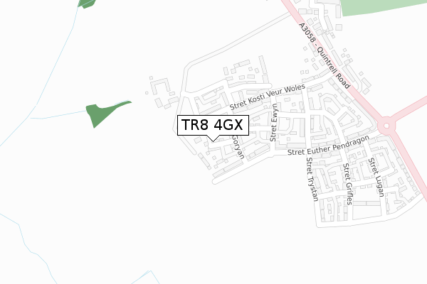 TR8 4GX map - large scale - OS Open Zoomstack (Ordnance Survey)