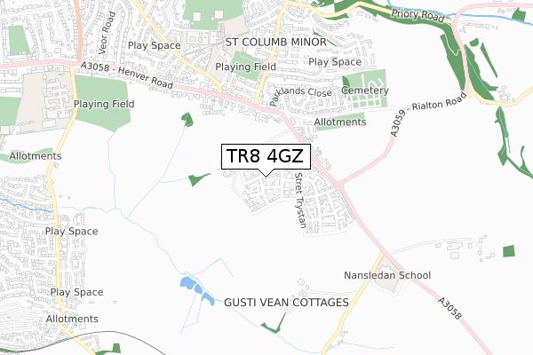 TR8 4GZ map - small scale - OS Open Zoomstack (Ordnance Survey)