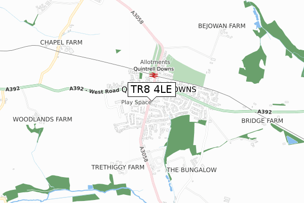 TR8 4LE map - small scale - OS Open Zoomstack (Ordnance Survey)
