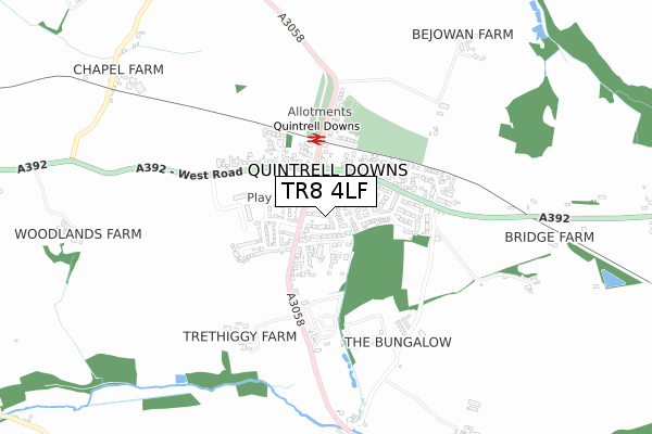 TR8 4LF map - small scale - OS Open Zoomstack (Ordnance Survey)