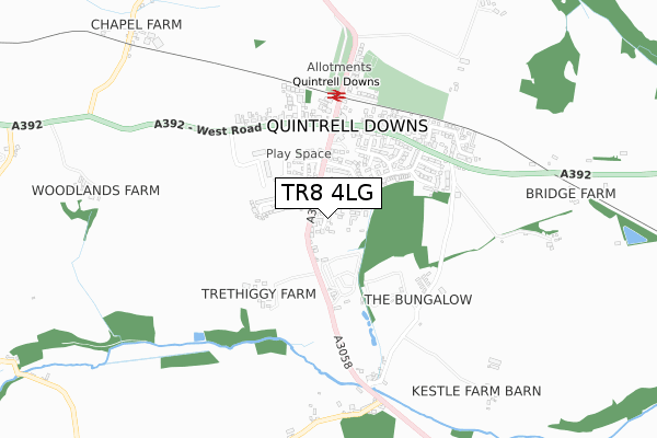 TR8 4LG map - small scale - OS Open Zoomstack (Ordnance Survey)