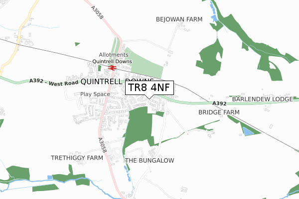 TR8 4NF map - small scale - OS Open Zoomstack (Ordnance Survey)