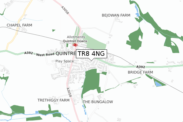 TR8 4NG map - small scale - OS Open Zoomstack (Ordnance Survey)