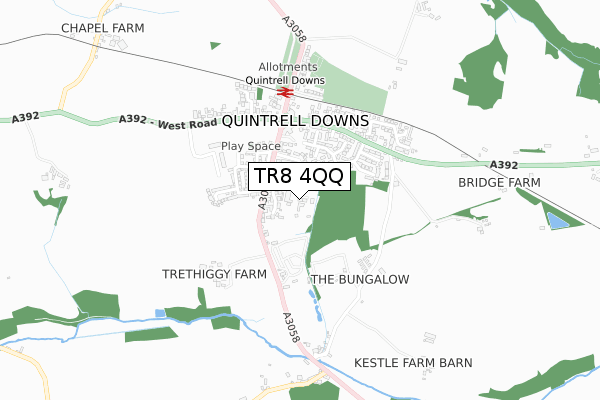 TR8 4QQ map - small scale - OS Open Zoomstack (Ordnance Survey) TR8 4QQ map - small scale - OS Open Zoomstack (Ordnance Survey)