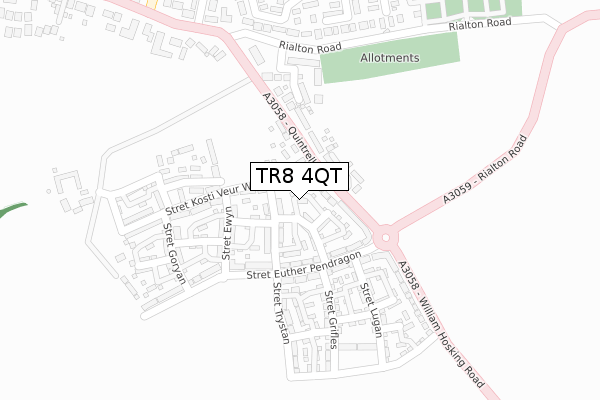 TR8 4QT map - large scale - OS Open Zoomstack (Ordnance Survey) TR8 4QT map - large scale - OS Open Zoomstack (Ordnance Survey)