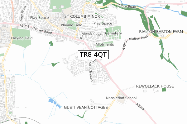 TR8 4QT map - small scale - OS Open Zoomstack (Ordnance Survey) TR8 4QT map - small scale - OS Open Zoomstack (Ordnance Survey)