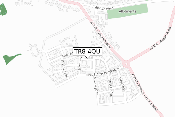 TR8 4QU map - large scale - OS Open Zoomstack (Ordnance Survey)