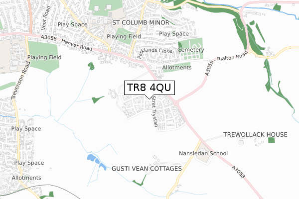 TR8 4QU map - small scale - OS Open Zoomstack (Ordnance Survey)
