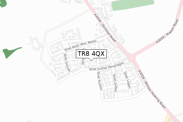 TR8 4QX map - large scale - OS Open Zoomstack (Ordnance Survey)