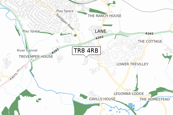 TR8 4RB map - small scale - OS Open Zoomstack (Ordnance Survey)