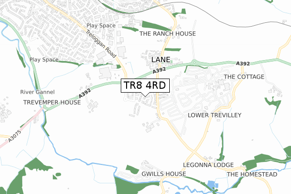 TR8 4RD map - small scale - OS Open Zoomstack (Ordnance Survey)