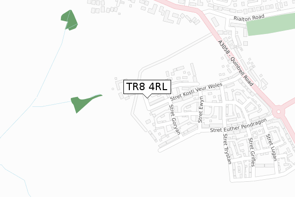 TR8 4RL map - large scale - OS Open Zoomstack (Ordnance Survey)