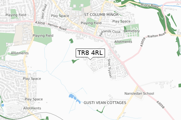 TR8 4RL map - small scale - OS Open Zoomstack (Ordnance Survey)